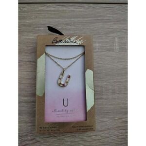 Bellissima U Initial Necklace 14K Gold Dipped Enamel Pendant 16 18 Inch Extender